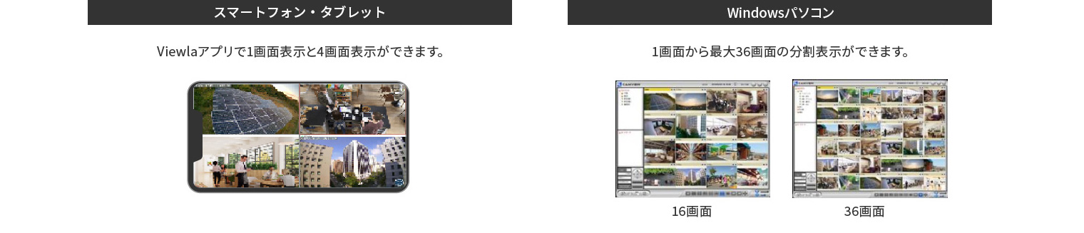 充実の無料ビューアで複数台同時視聴